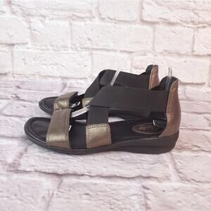 Clarks metallic bronze flat sandals size 7.5